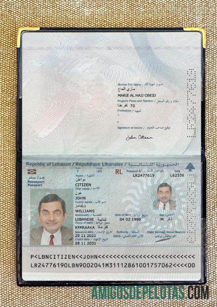 Passaporte do Líbano 2021 Presente Photolook exemplo real